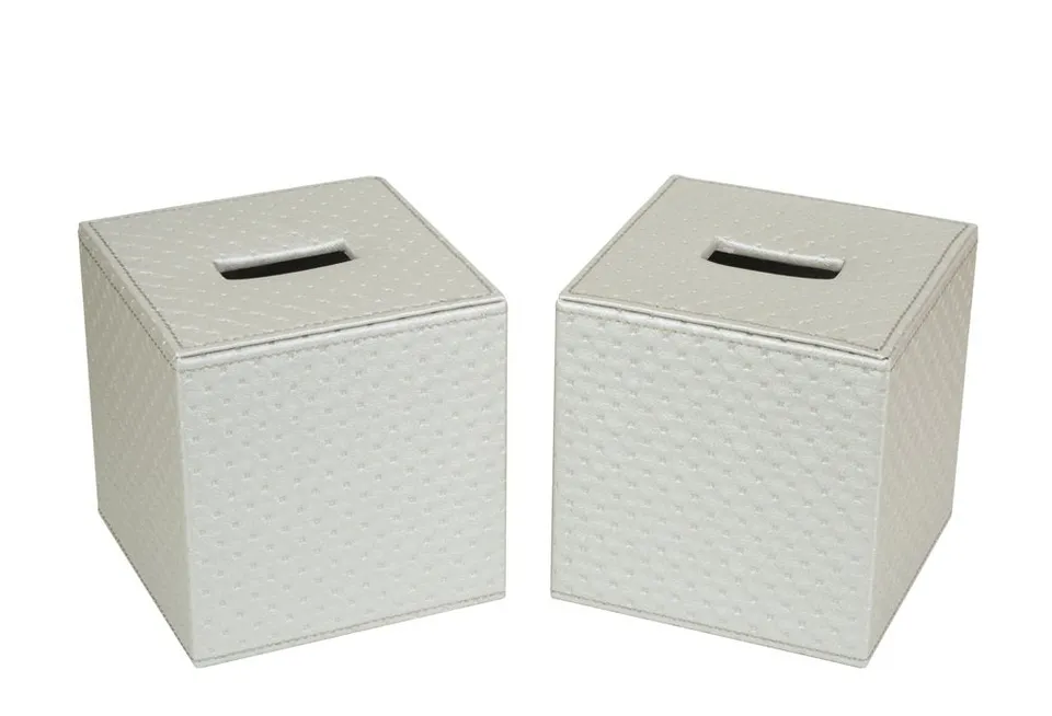 Jackcube Design Coprifazzoletti Quadrato Argento Set 2 Pezzi Pelle