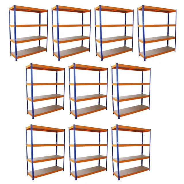 Q-Rax S-Rax Scaffale Acciaio Blu Arancione 150cm 10 Pezzi 265kg