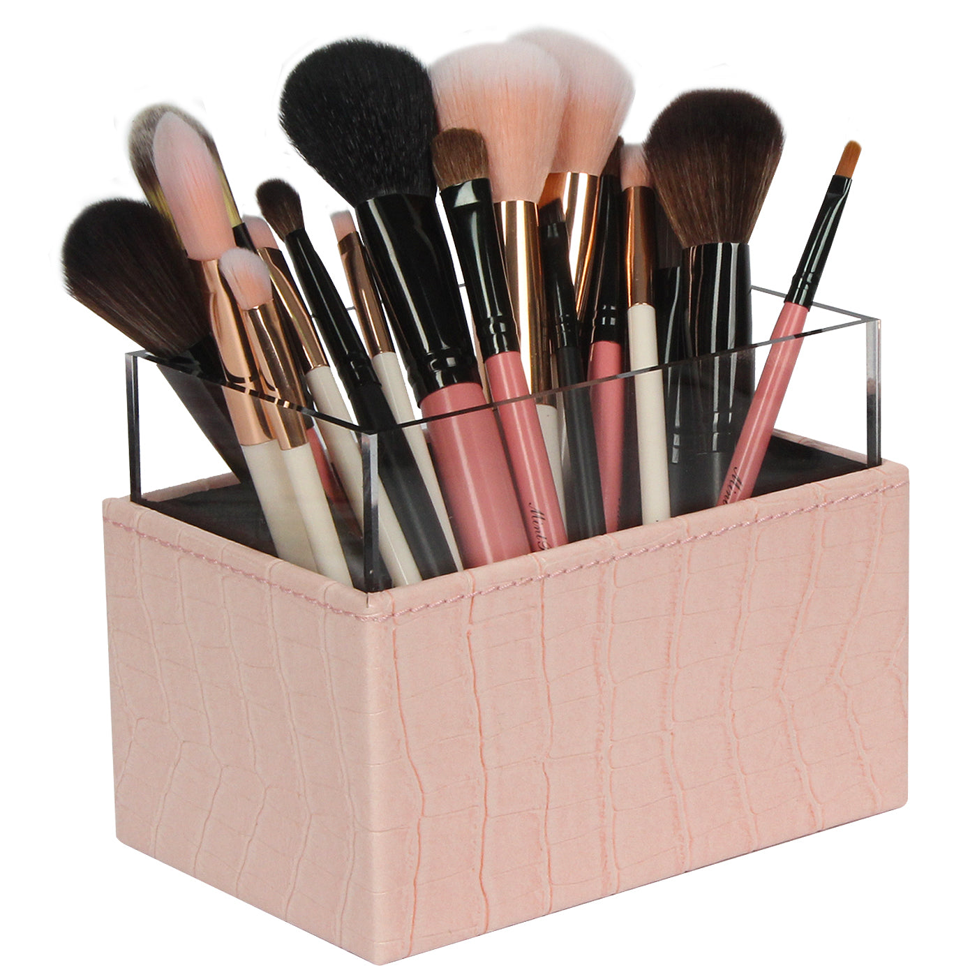 Jackcube Design Porta Pennelli Trucco Rosa con Perle Pelle Sintetica