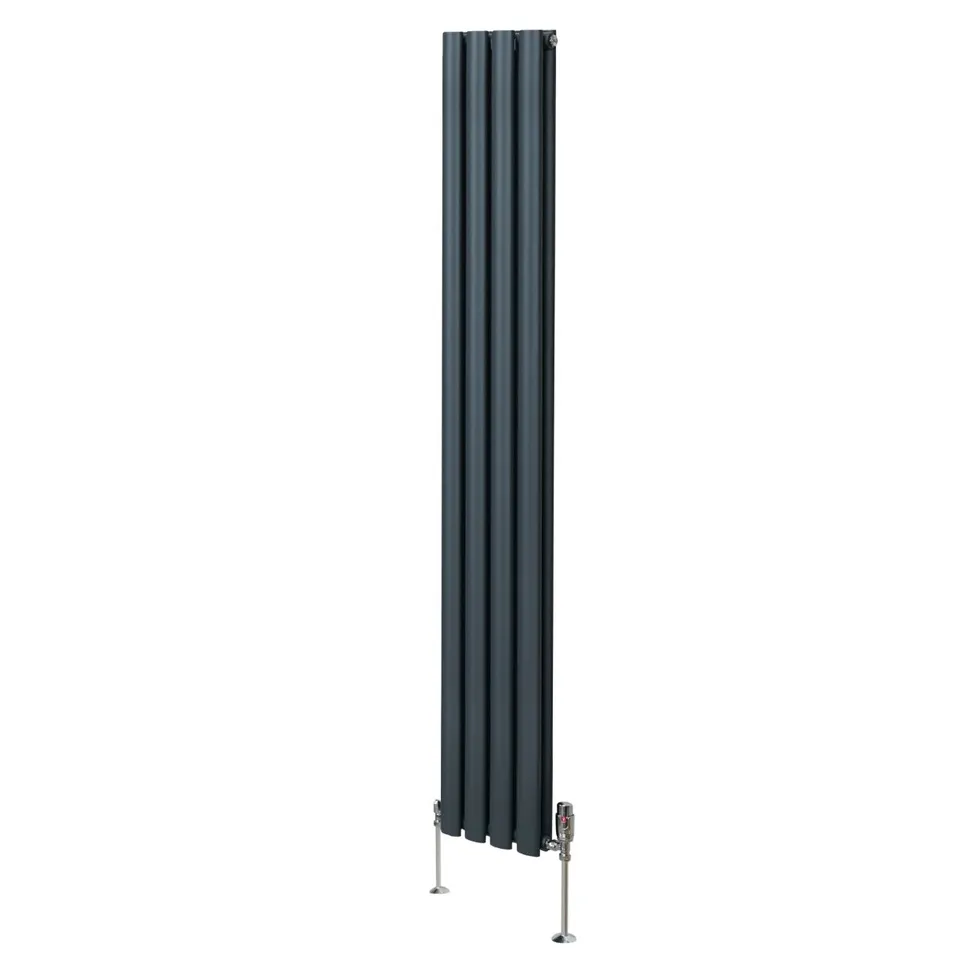 Q-Rax Radiatore Colonna Ovale 1800x240 Antracite Valvole