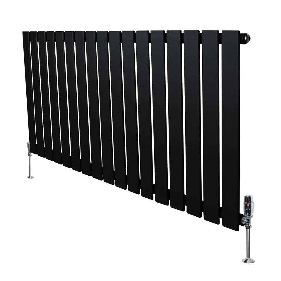 Q-Rax Radiatore Piatto Monocolonna 600x1190 mm Nero Valvole
