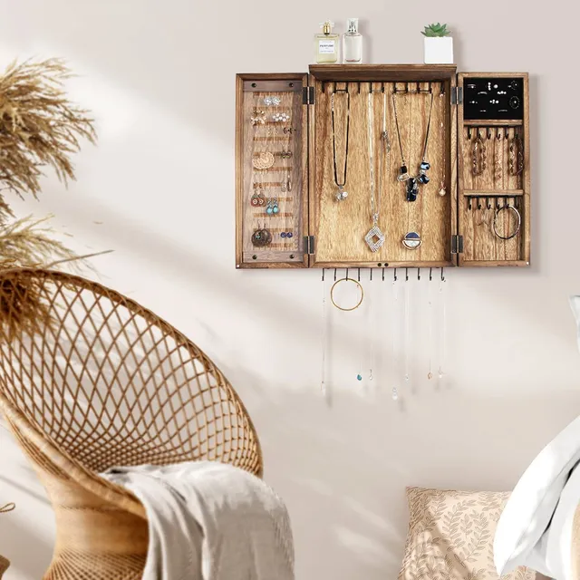 Jackcube Design Armadio Portagioie da Muro Legno Specchio Rustico
