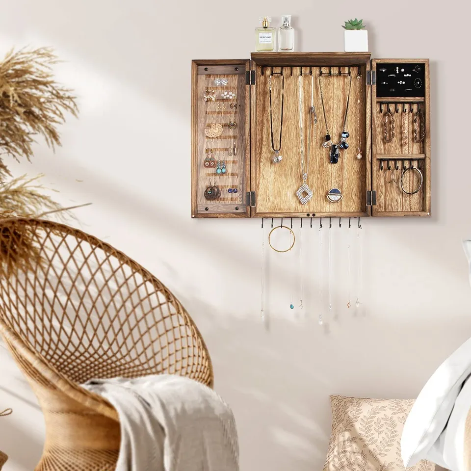 Jackcube Design Armadio Portagioie da Muro Legno Specchio Rustico