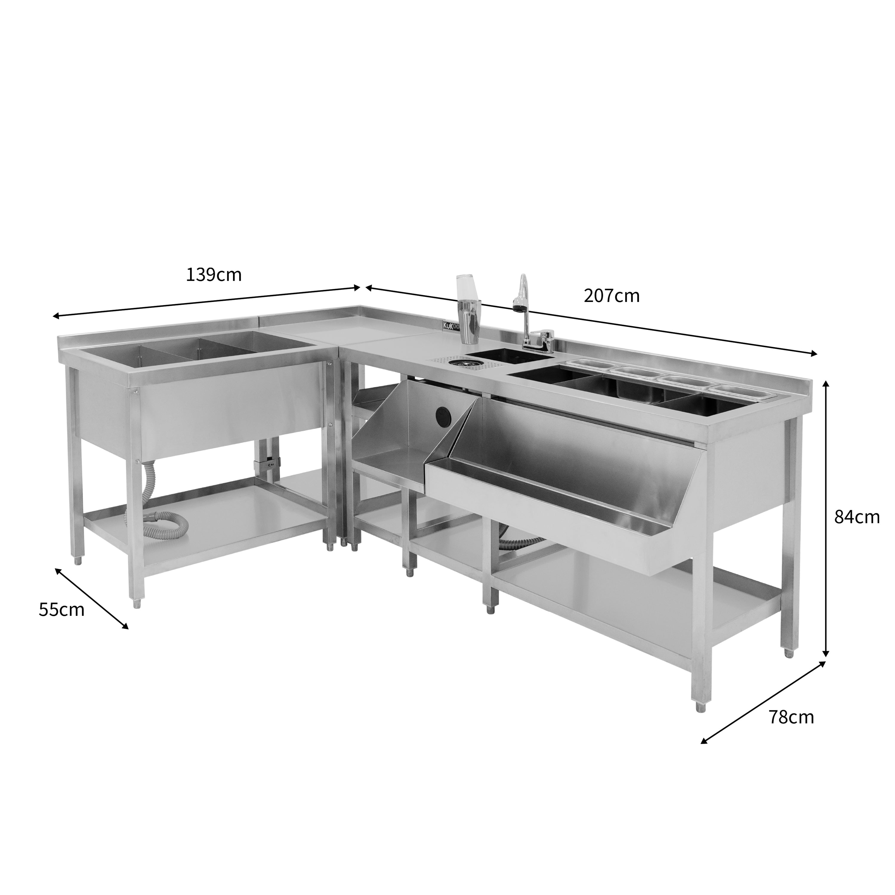 Q-Rax Postazione Cocktail Modulare Acciaio Inox con Ghiaccio