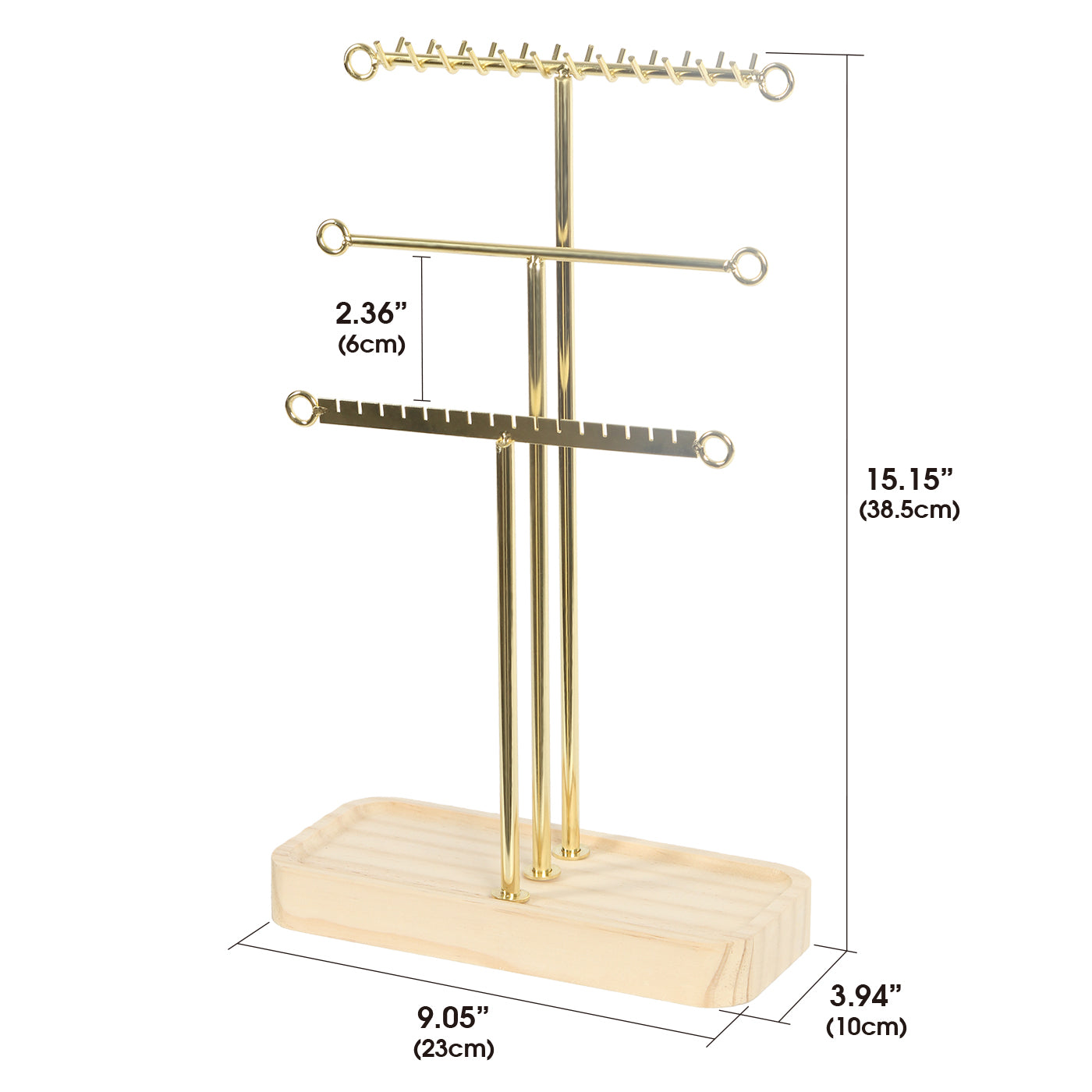 Jackcube Design porta gioielli albero oro 3 piani legno