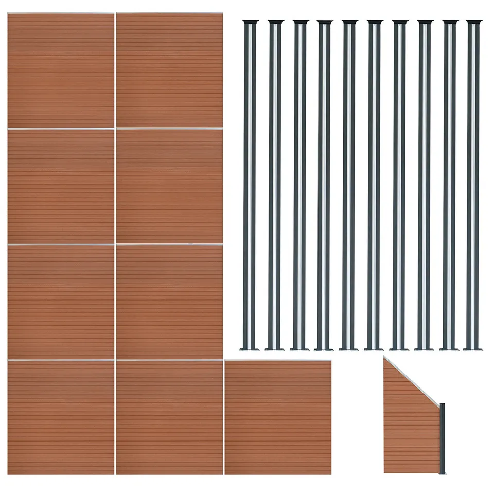 Q-Rax Pannelli recinzione WPC marrone 185 cm set 9 pannelli+10 pali