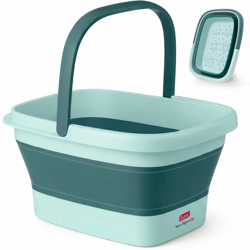 DEANIC Pediluvio Pieghevole Massaggiante Blu 15 L Senza Elettricità