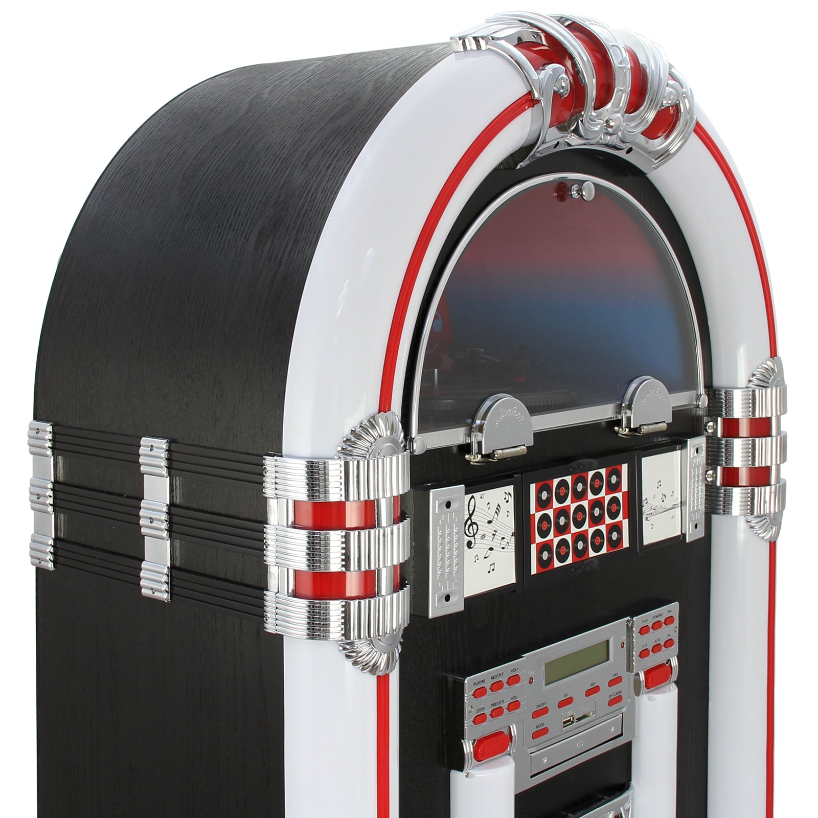Q-Rax Jukebox Vinile e CD Bluetooth Legno Nero LED Porta CD 40