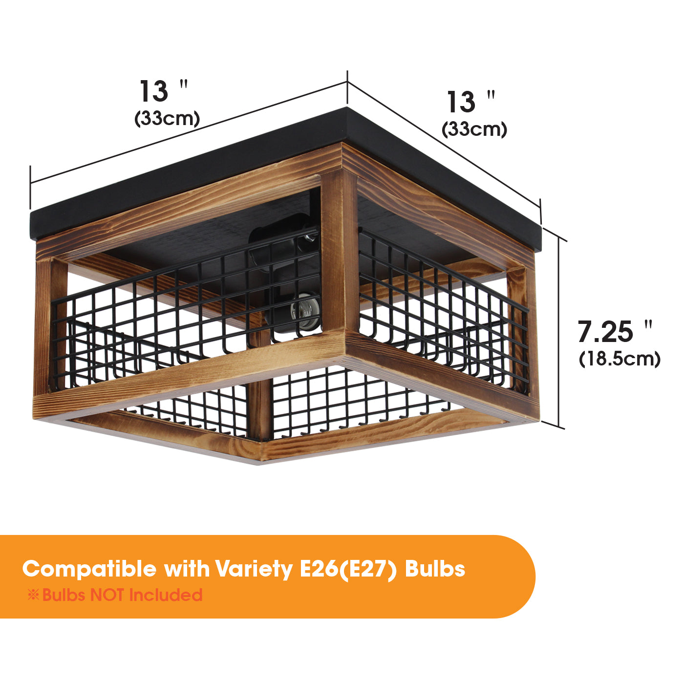 Jackcube Design Living Room Plafoniera 2 Luci Legno E26