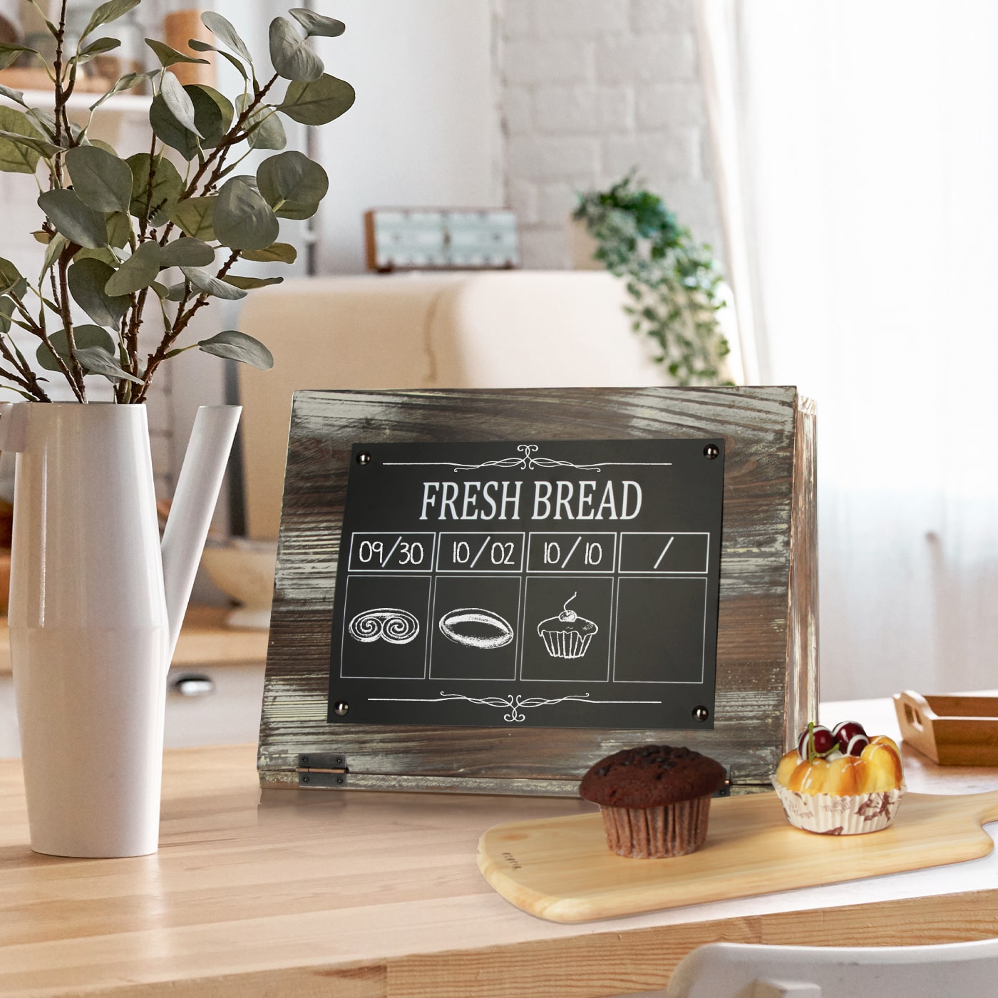 Jackcube Design Kitchen Portapane Legno con Lavagna Doppio Ripiano