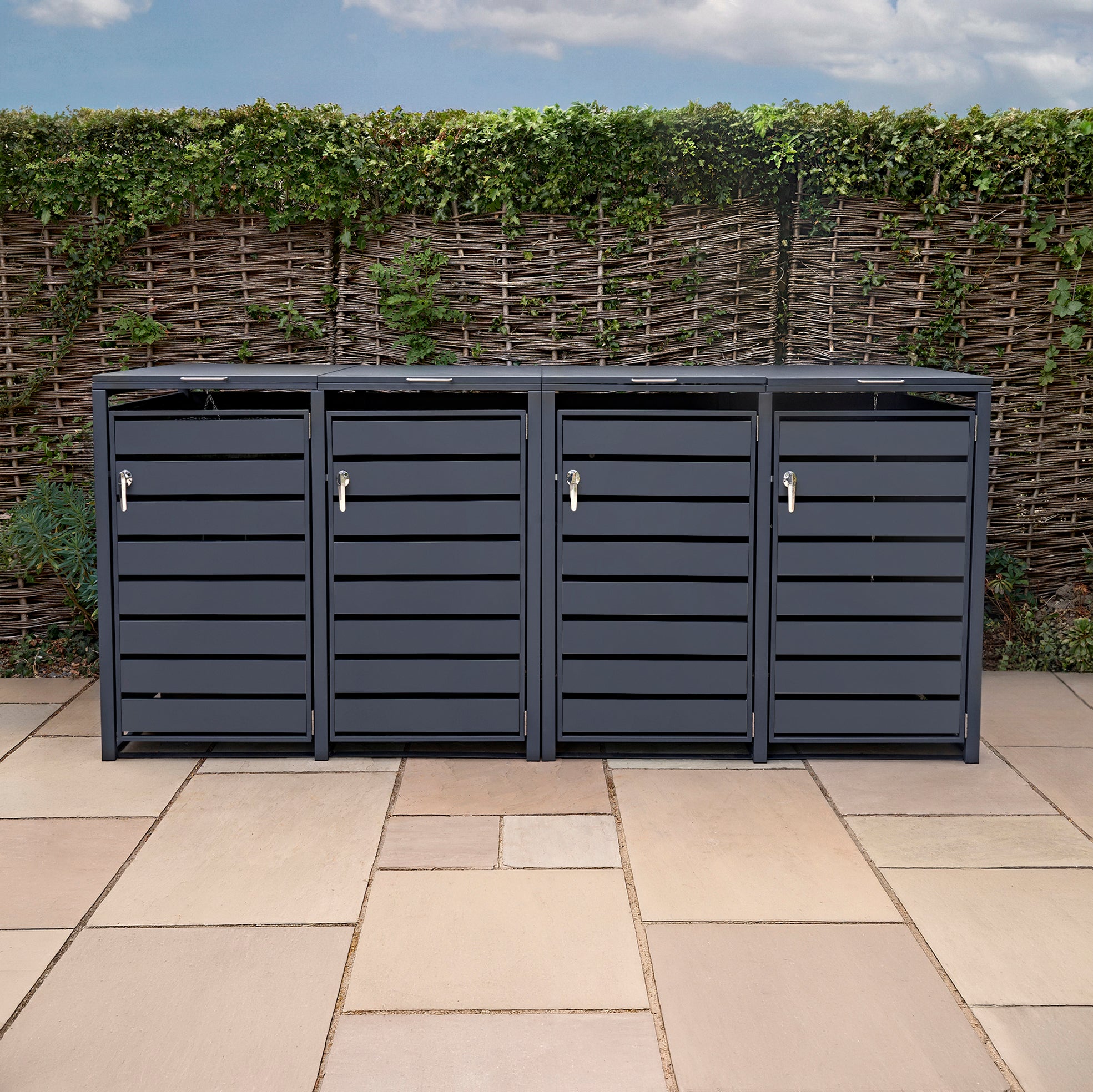Q-Rax Copertura Bidoni in Metallo Antracite 4x240L