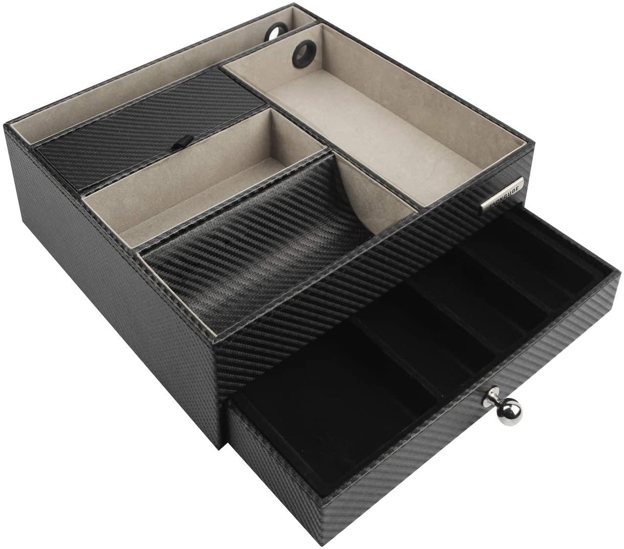 Jackcube Design Dressroom Vassoio Svuotatasche Pelle Nero con Cassetto