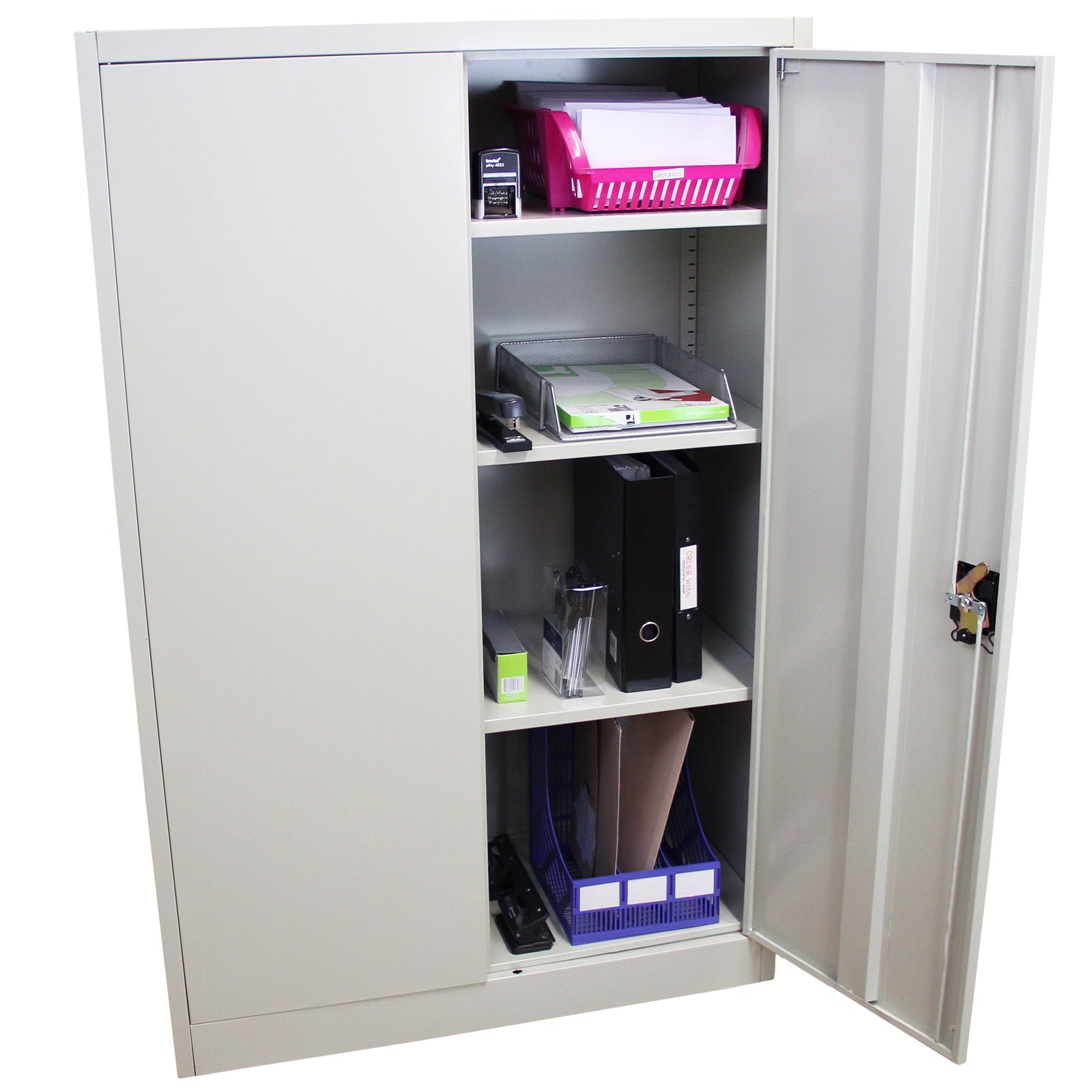 Q-Rax Armadietto Acciaio Grigio Alto 140x90x40 cm 3 Ripiani
