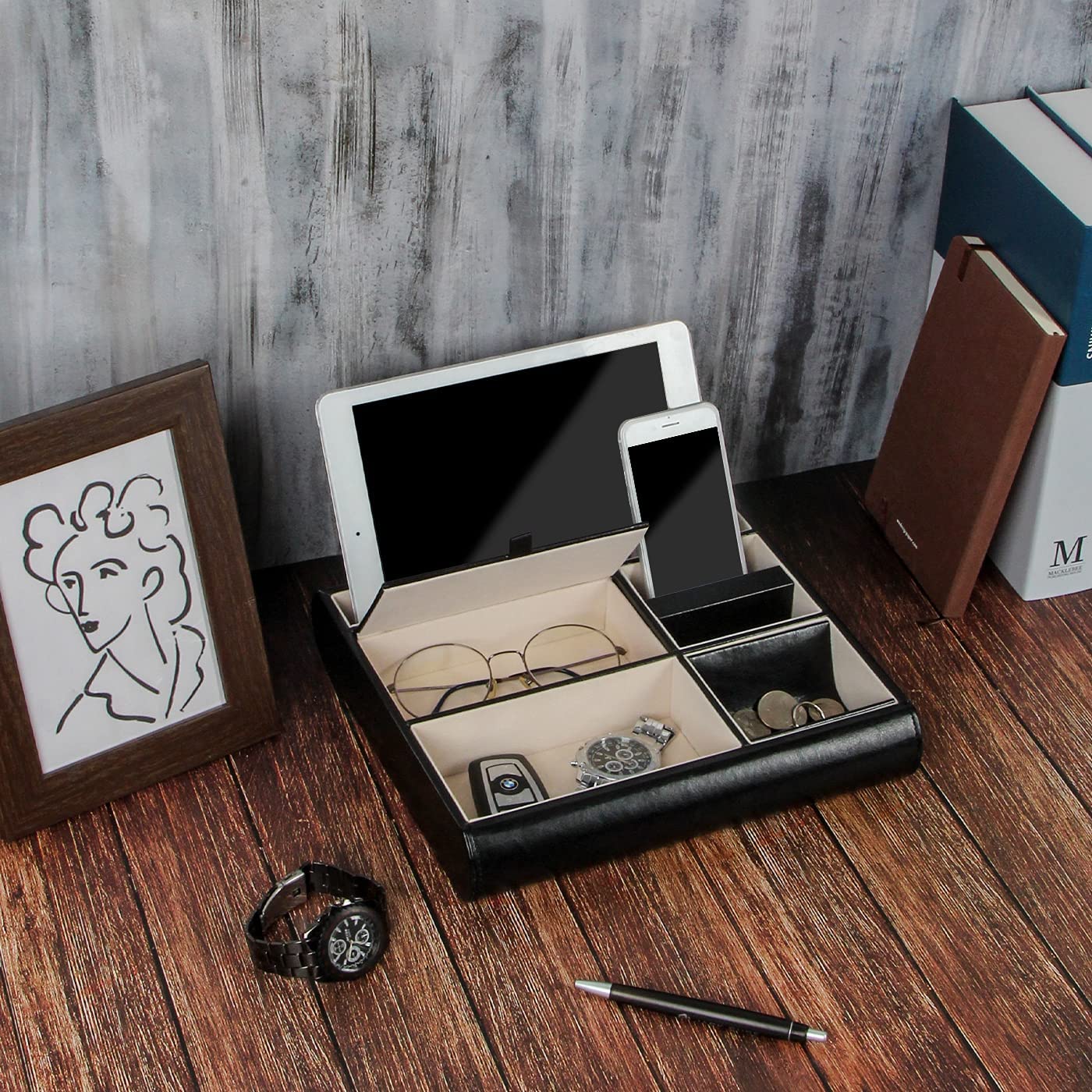Jackcube Design Dressroom svuotatasche pelle nero 6 scomparti