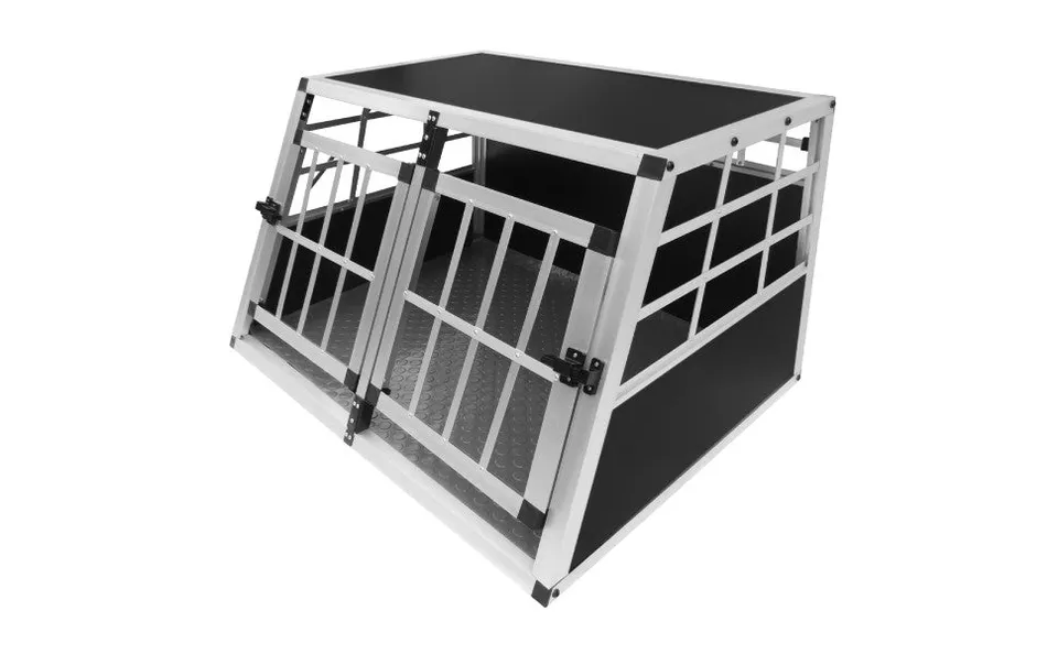 Q-Rax Gabbia Cani Auto Doppia Media Trasportino Alluminio 89 cm