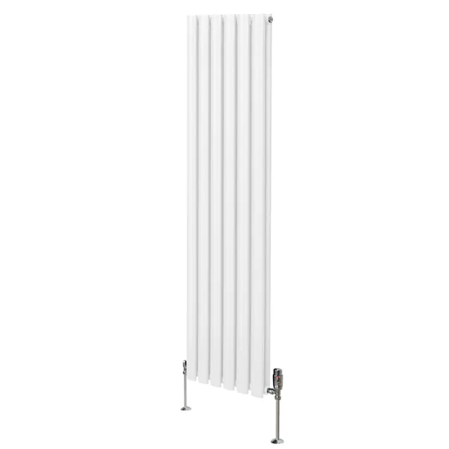 Q-Rax Radiatore Colonna Ovale 1600x360mm Bianco con Valvole