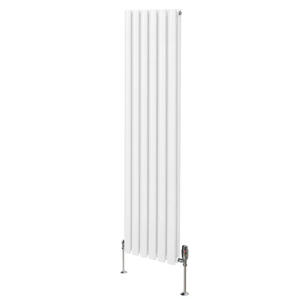 Q-Rax Radiatore Colonna Ovale 1600x360mm Bianco con Valvole
