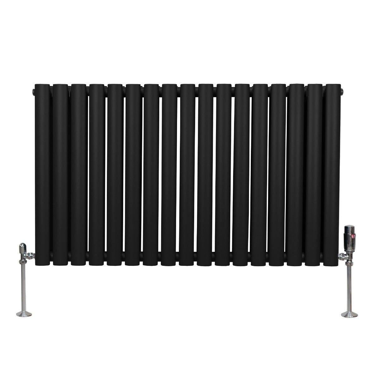 Q-Rax Radiatore Colonna Ovale 600x1020 Nero con Valvole TRV