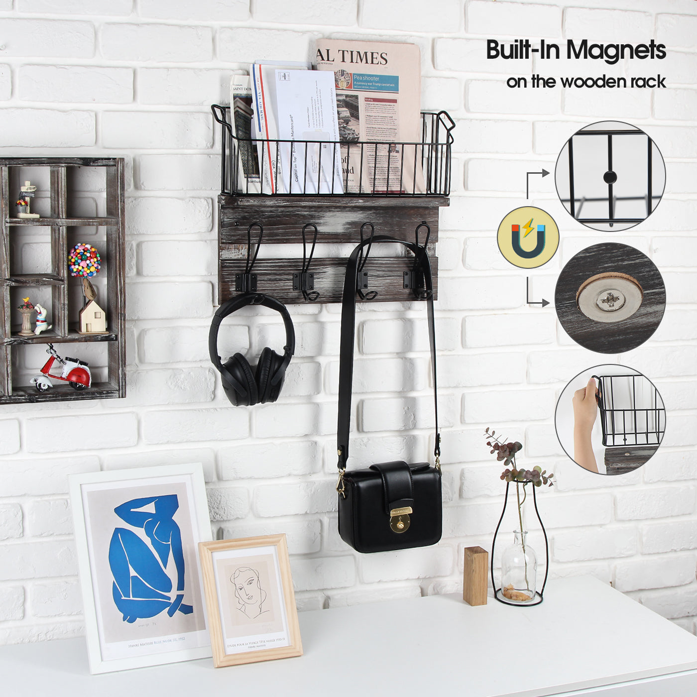Jackcube Design Entryway Mensola Ingresso 4 Ganci Cesto