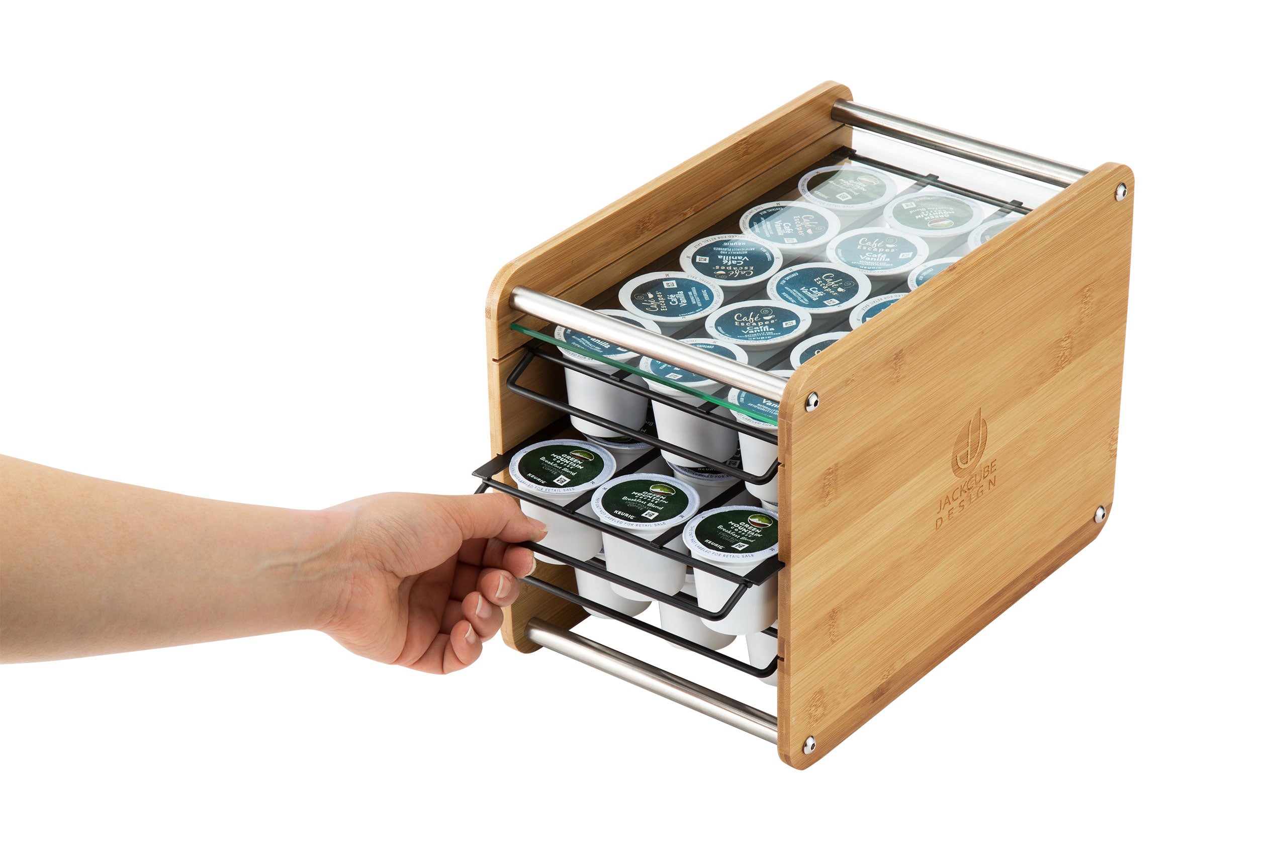 Jackcube Design Kitchen Portacapsule bambù 3 cassetti 48pz