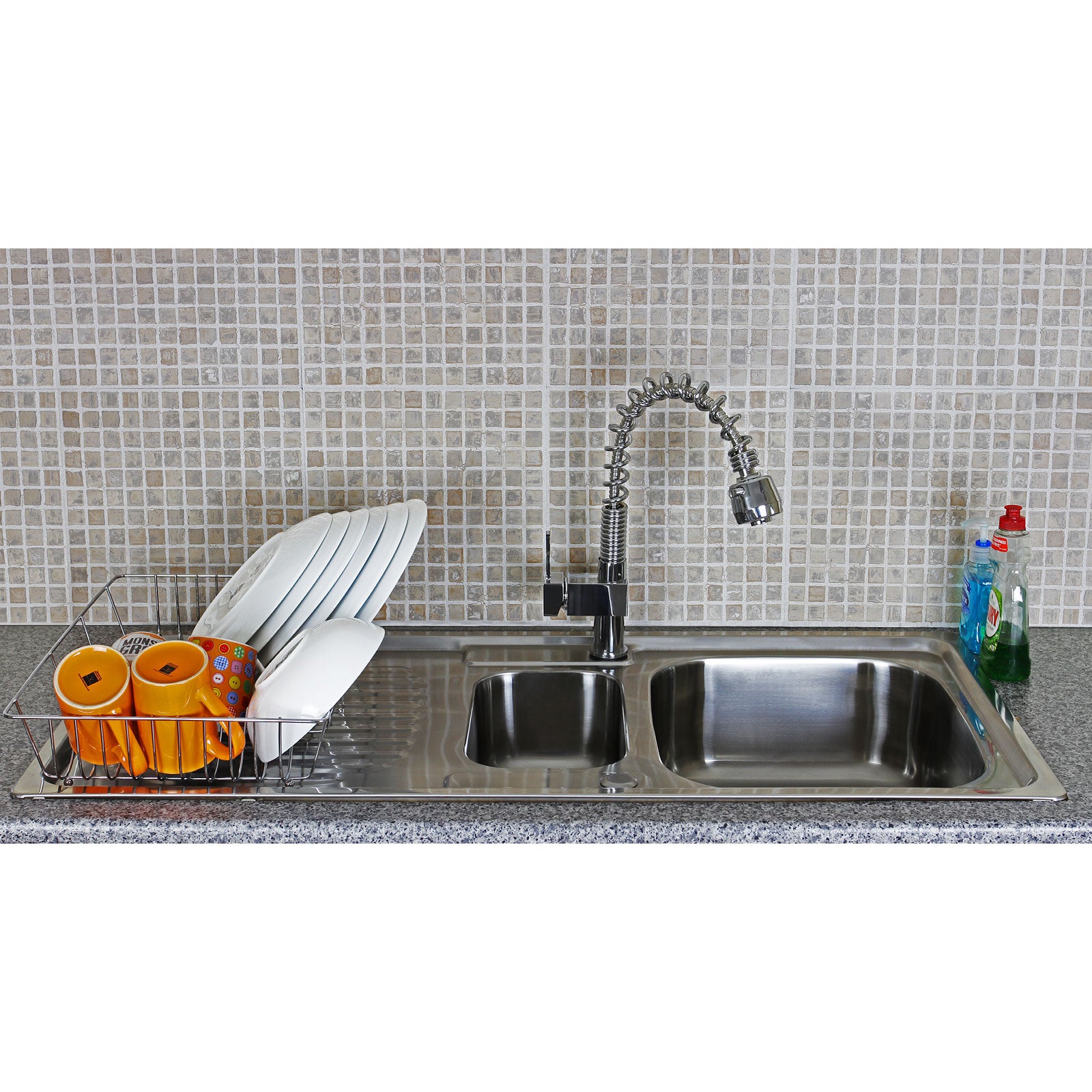 Q-Rax Lavello Cucina Inox 1.5 Vasche 105x50 cm con Miscelatore