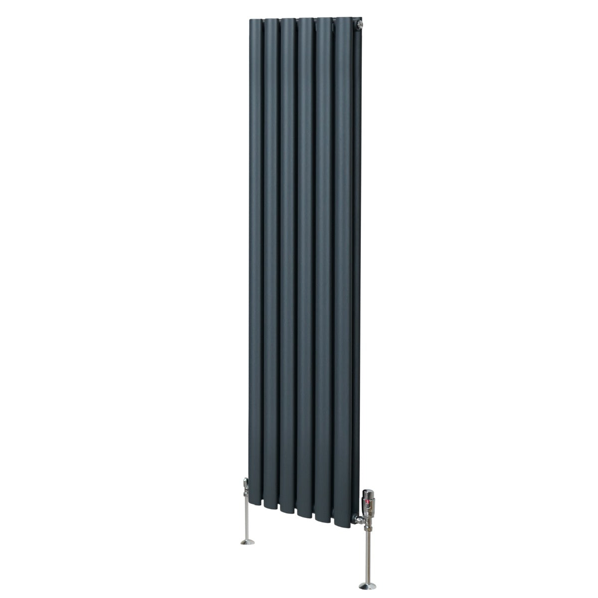 Q-Rax Radiatore Ovale 1600x360 Antracite con Valvole TRV