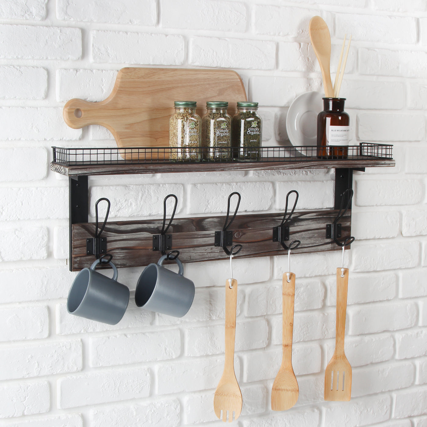 Jackcube Design Entryway appendiabiti da parete 5 ganci legno