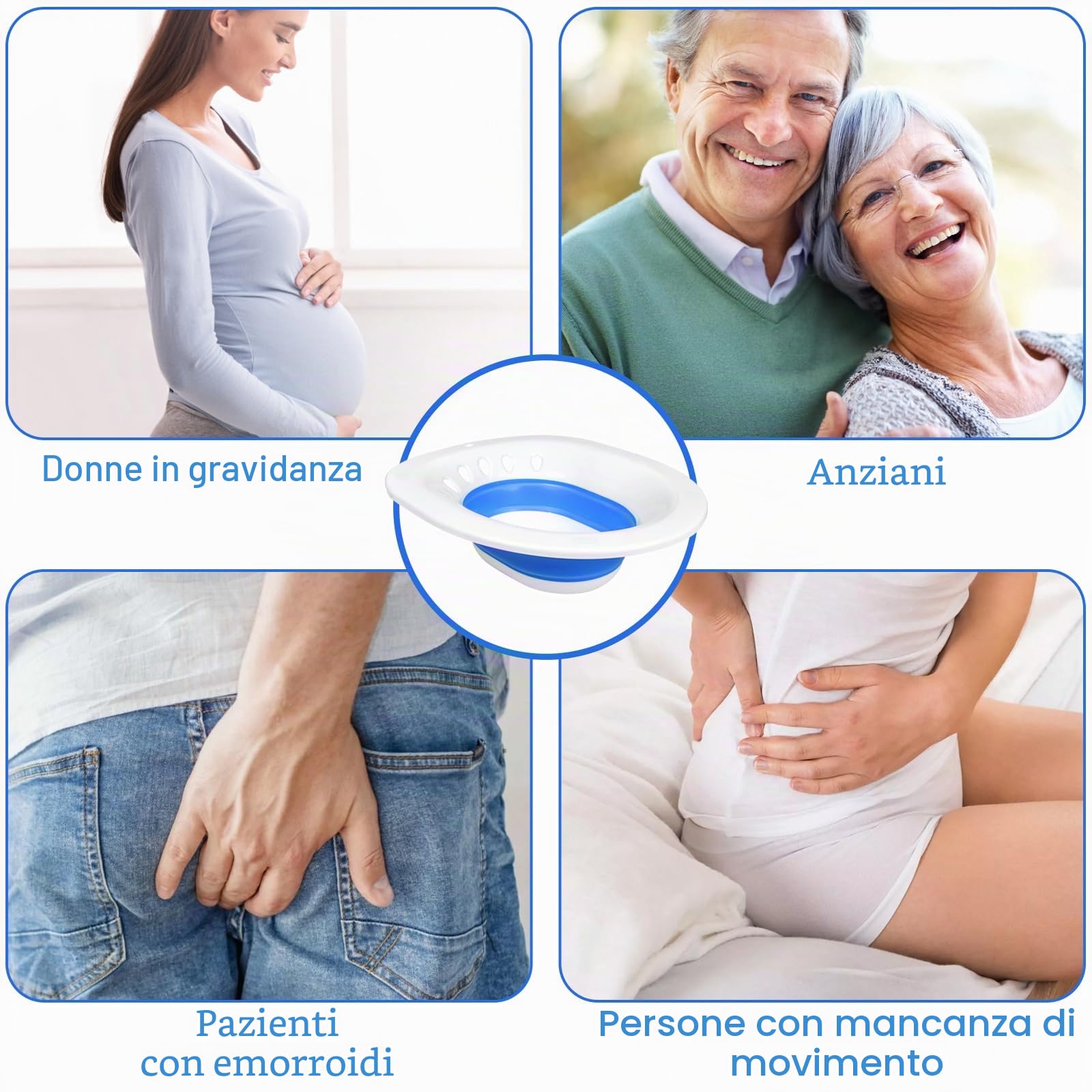 DEANIC Bidet Portatile WC Blu Pieghevole igiene intima
