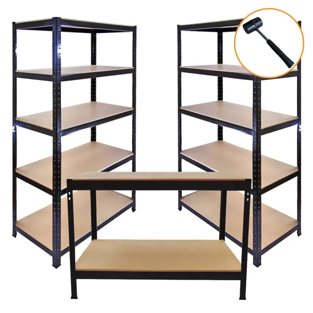 Q-Rax Scaffale Garage T-Rax Nero 90x45 set 3 pezzi 280kg