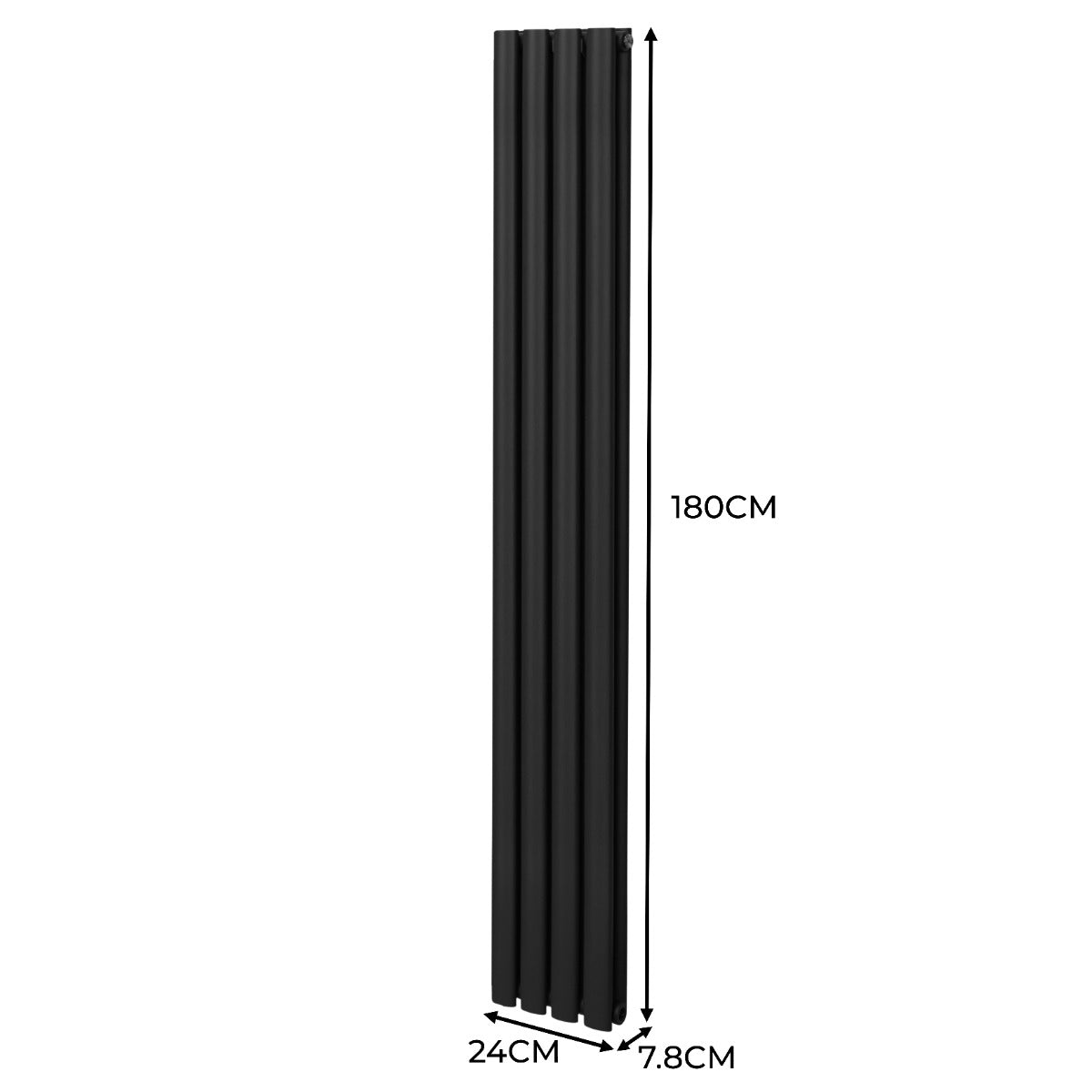 Q-Rax Radiatore Colonna Ovale 1800x240 mm Nero con Valvole