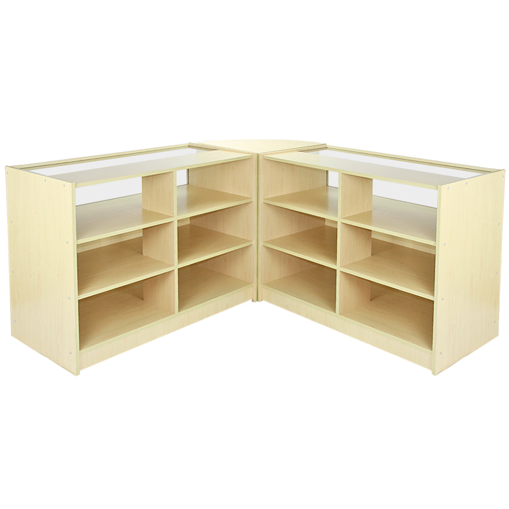 Q-Rax Fusion set 3 banconi da negozio vetrina acero laminato