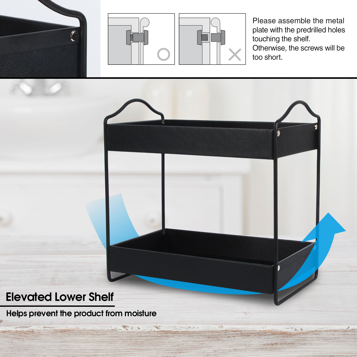 Jackcube Design Bathroom scaffale 2 ripiani nero pelle