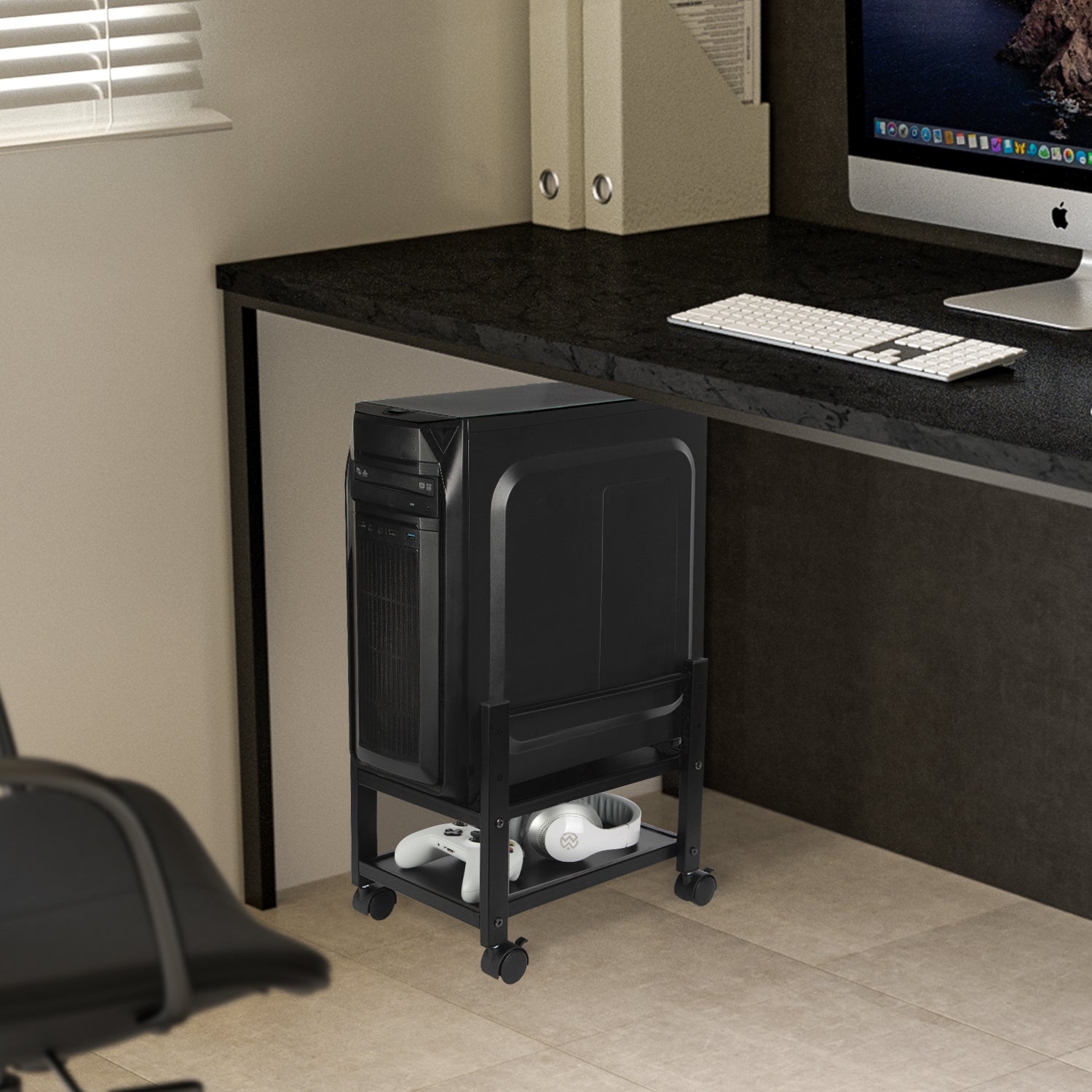Jackcube Design Home Office supporto PC 2 ripiani nero