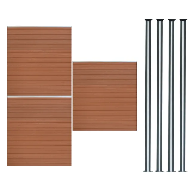 Q-Rax Recinzione 3 Pannelli WPC + 4 Pali LED Marrone 185 cm