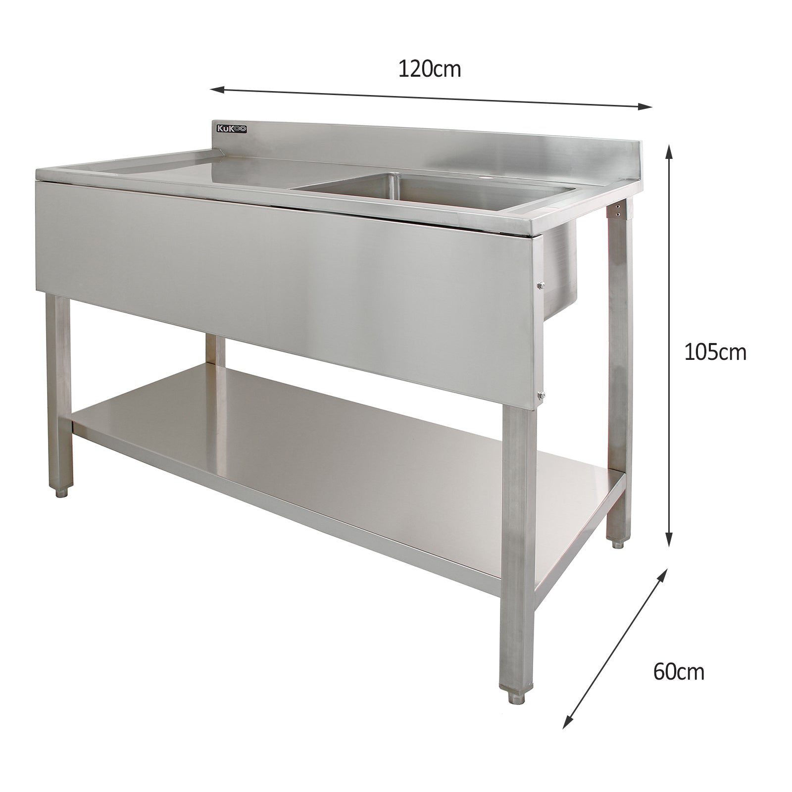 Q-Rax Lavello Cucina Inox 120cm Vasca Sgocciolatoio Sinistra