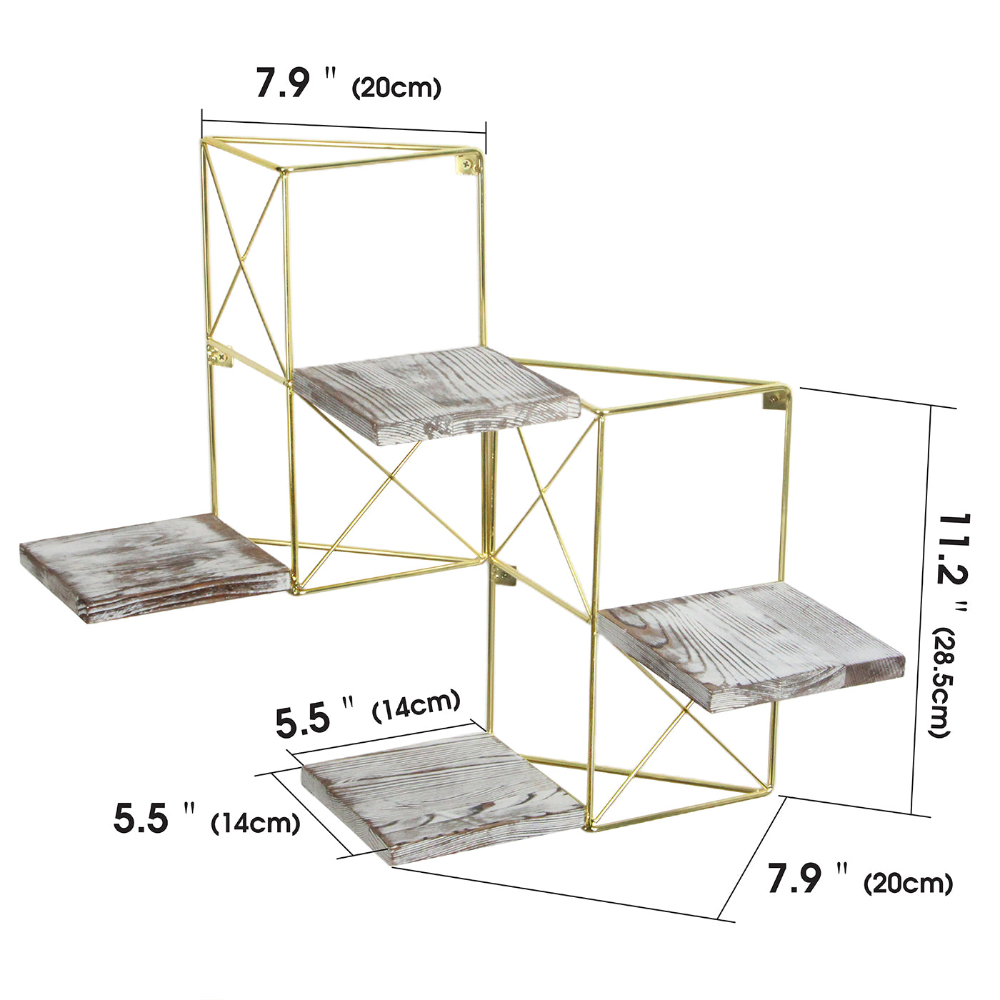 Jackcube Design Plant mensole piante parete set 2 oro legno