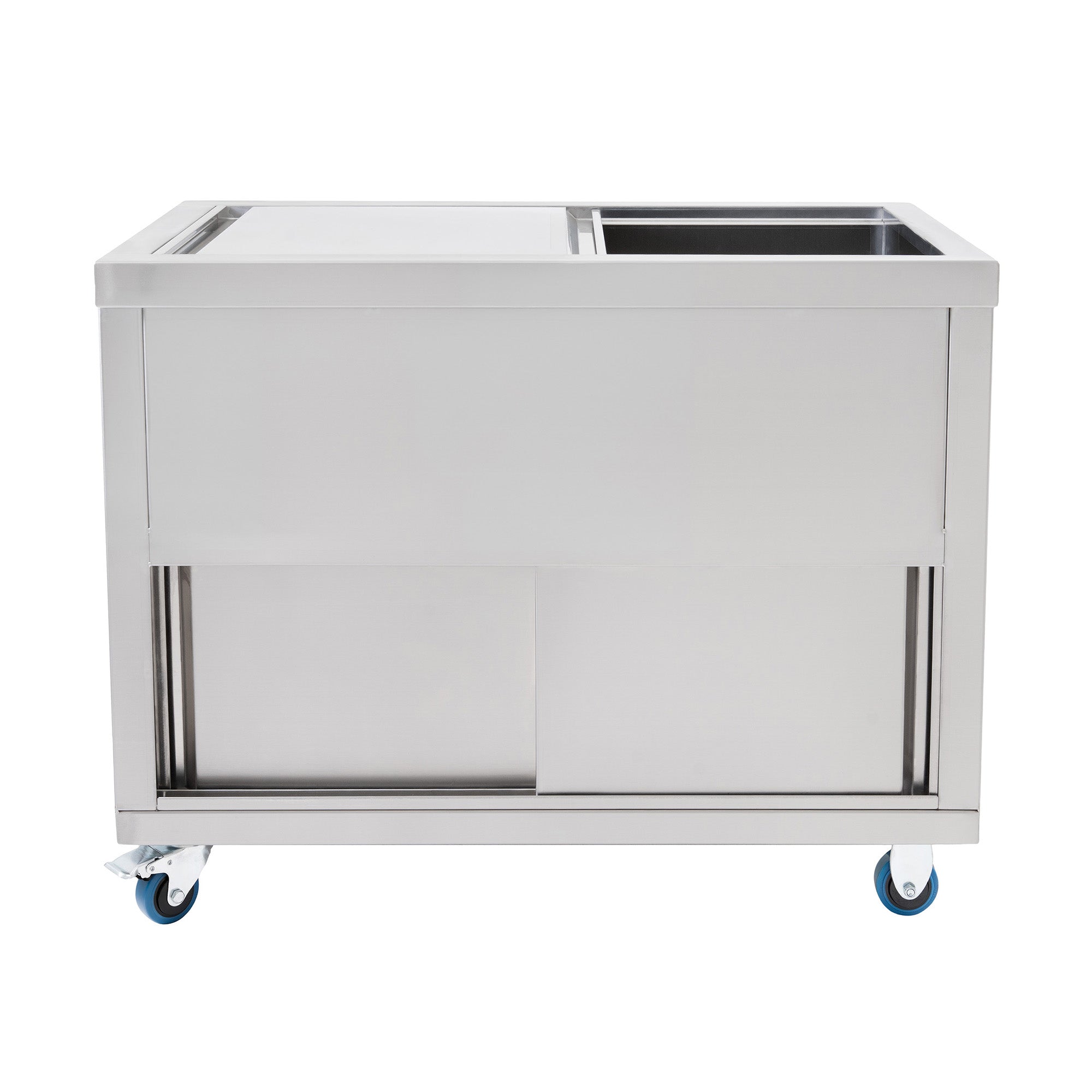 Q-Rax Carrello Portaghiaccio 100cm 109L Inox con Ruote
