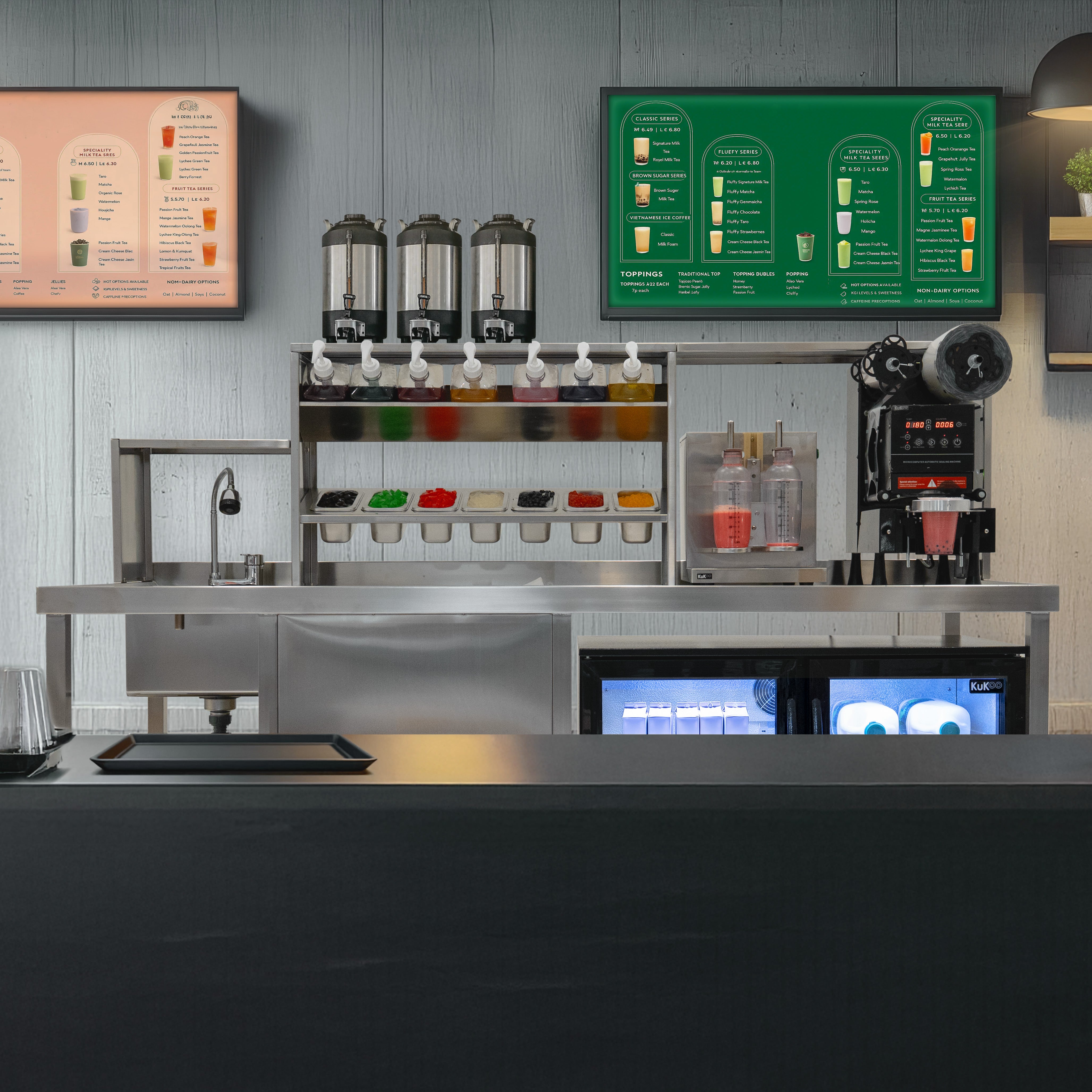 Q-Rax Ristorazione Postazione Professionale Bubble Tea Acciaio