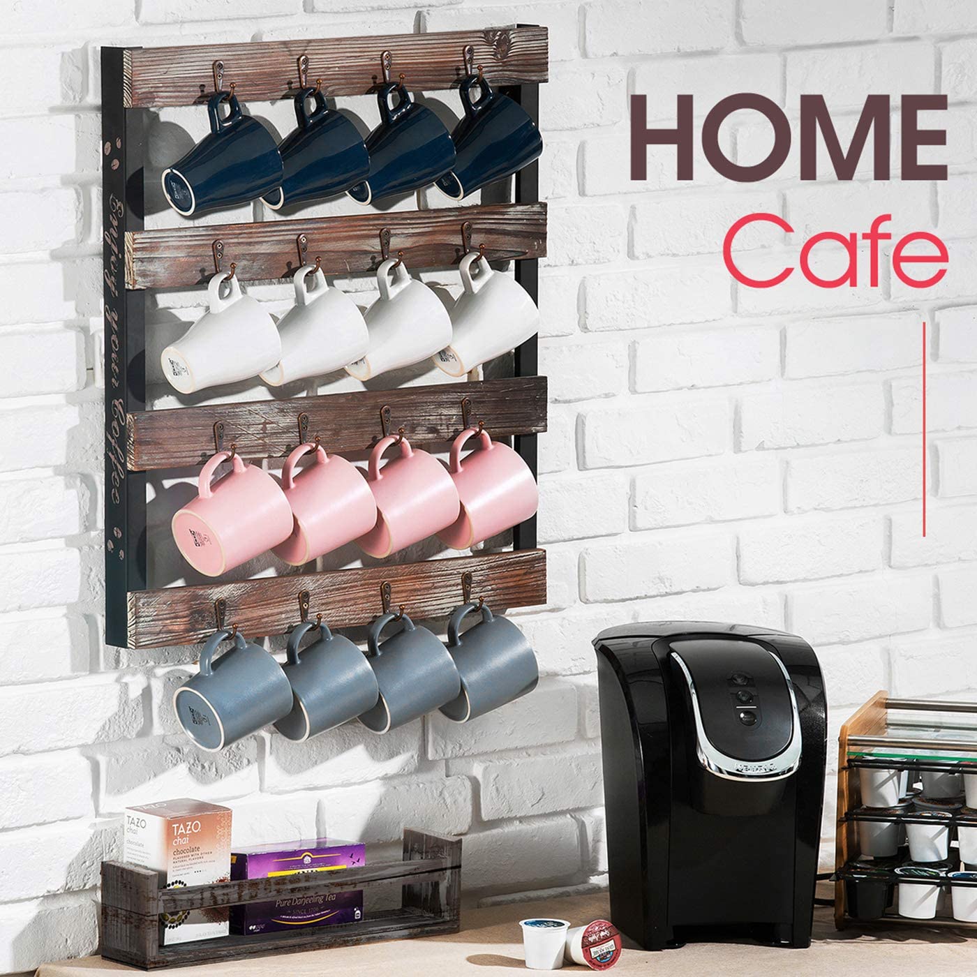 Jackcube Design Kitchen Portatazze da Parete 16 Ganci Legno