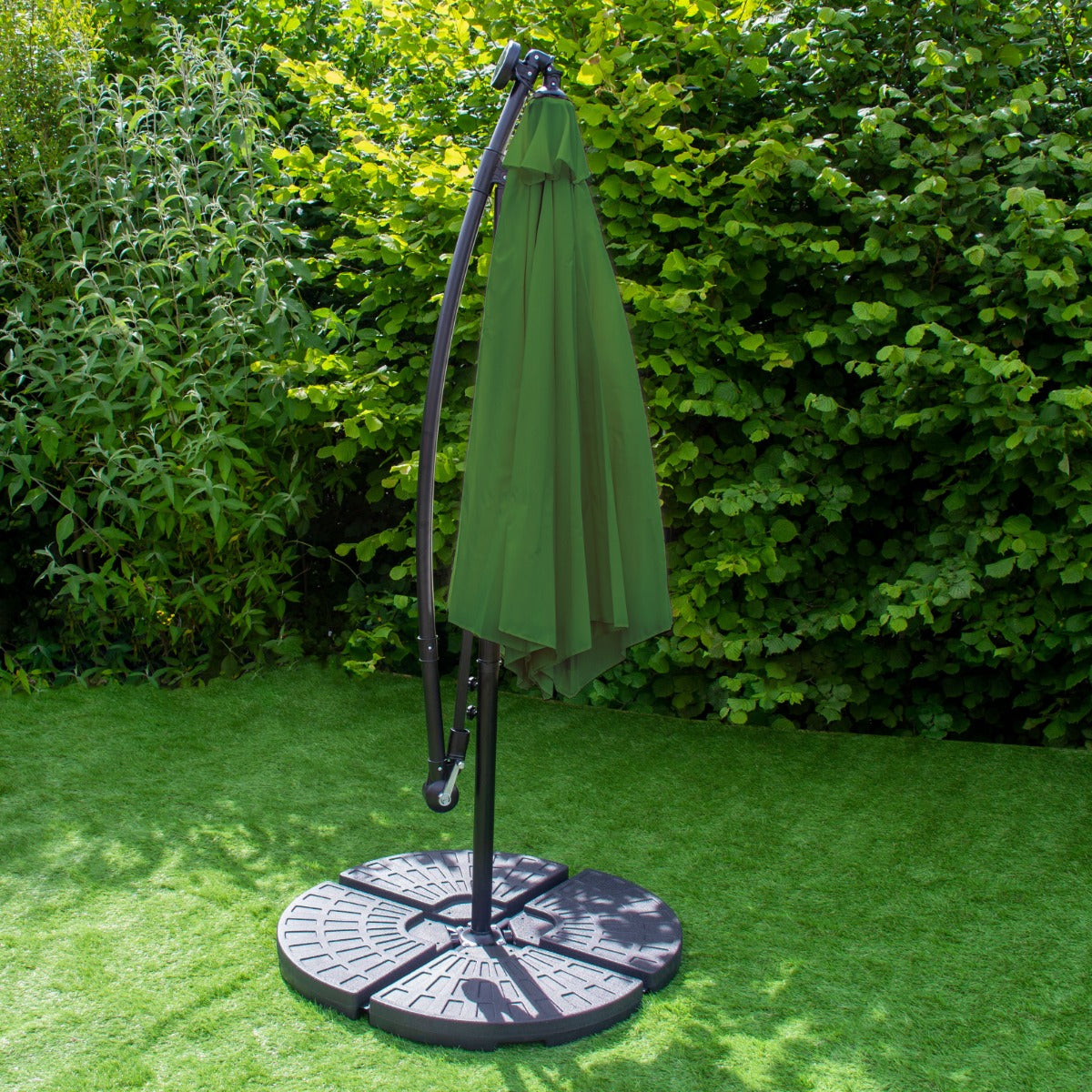 Q-Rax Mobili da Esterno Ombrellone 3m LED Verde Base Tonda