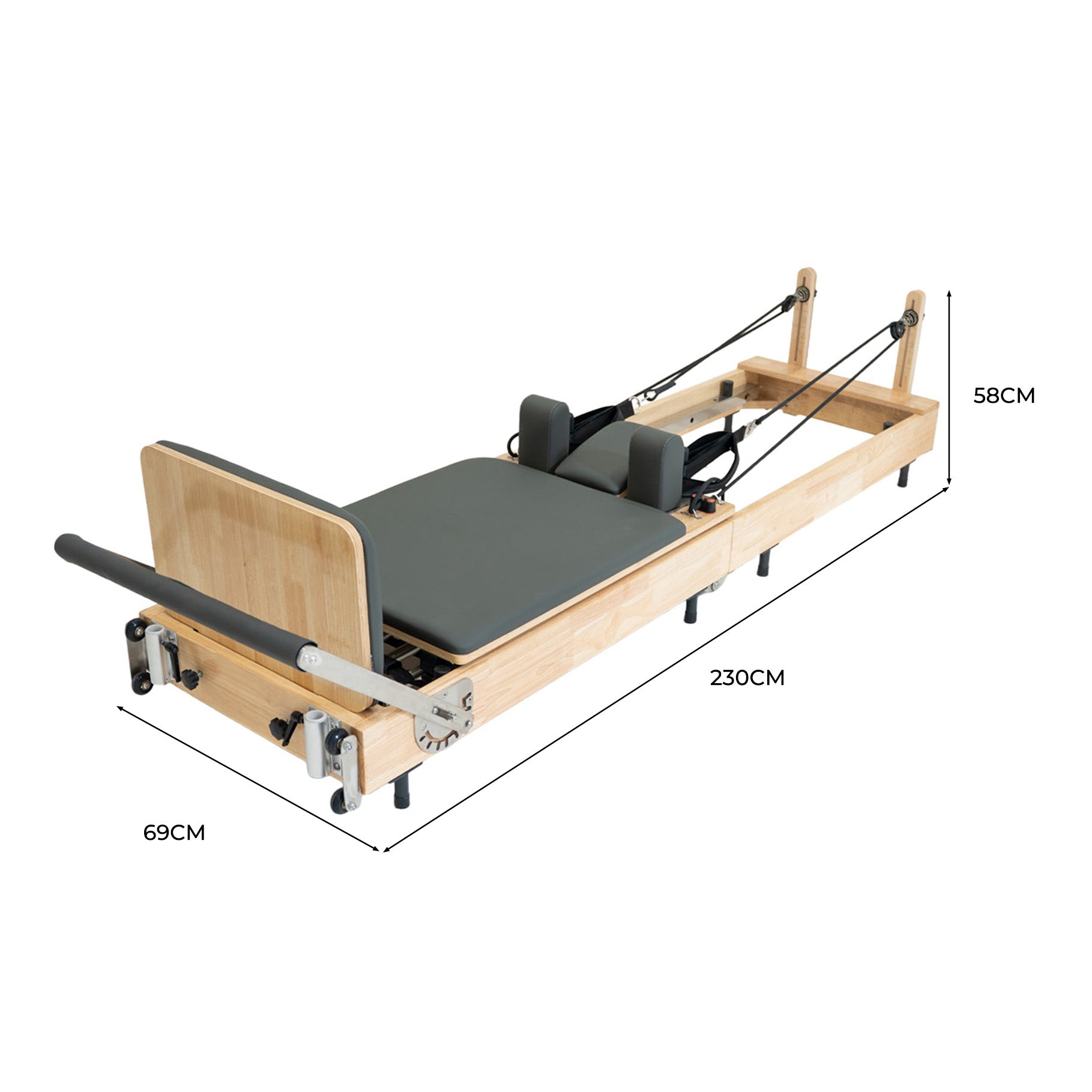 Q-Rax Macchina Pilates Reformer Rovere Pieghevole 5 Molle