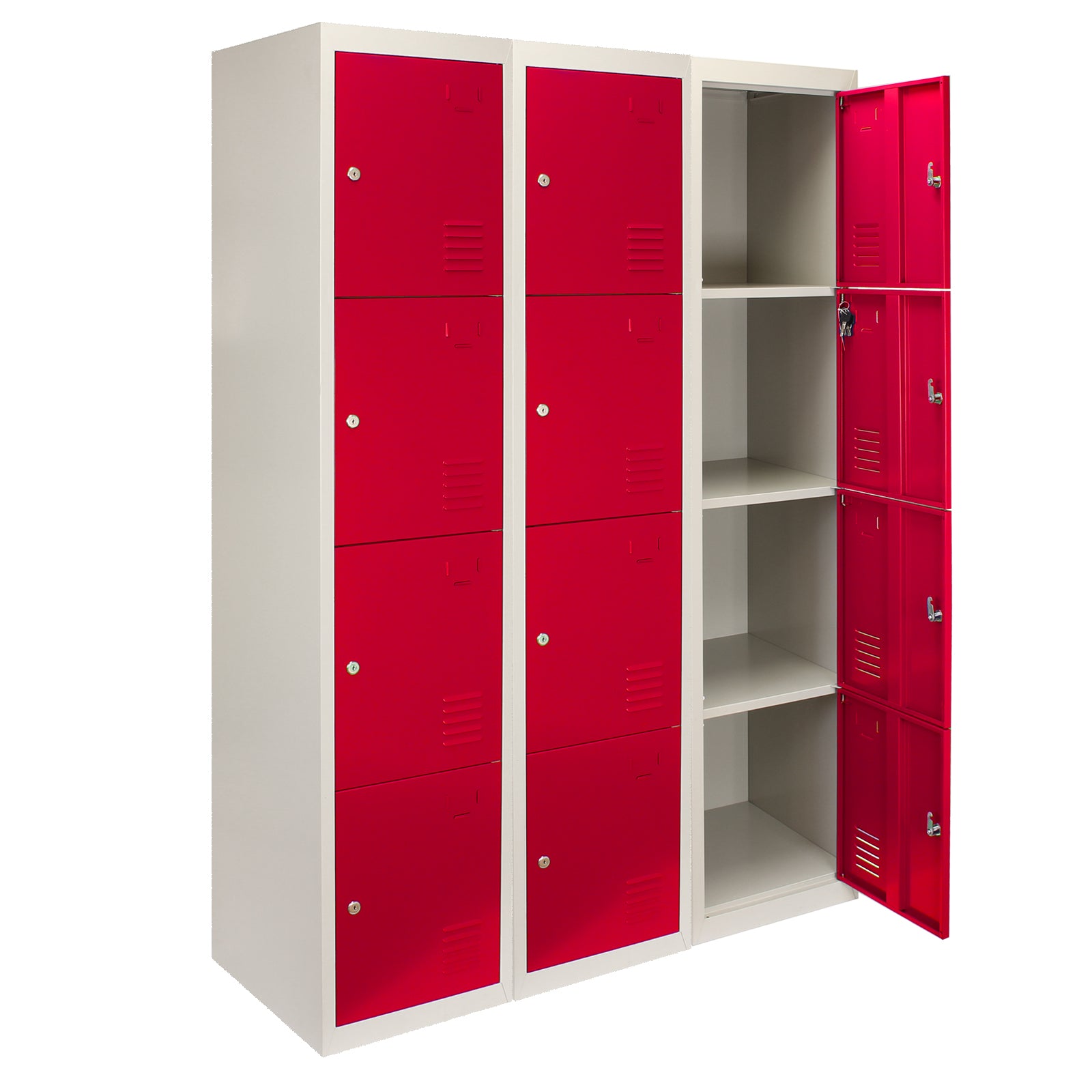 Q-Rax Strumenti da Banco 3 Armadietti 4 Porte Rosse 180 cm acciaio