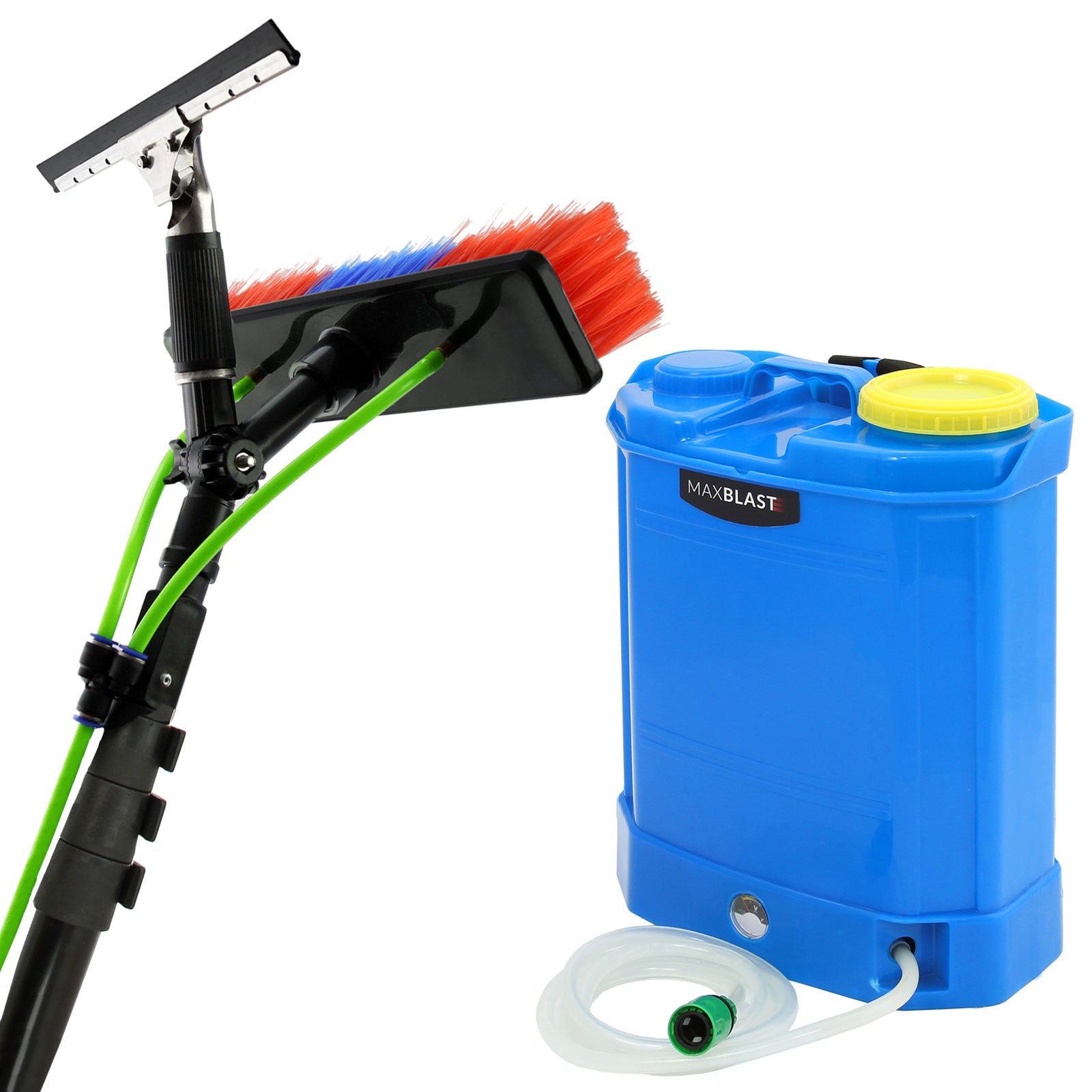 Q-Rax Kit Lavavetri Zaino 16 Litri + Asta Telescopica 6 Metri