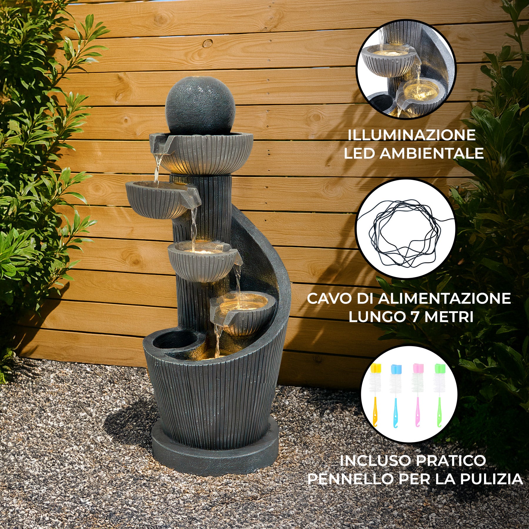 Q-Rax Spiral Springs Fontana Elettrica LED Poliresina