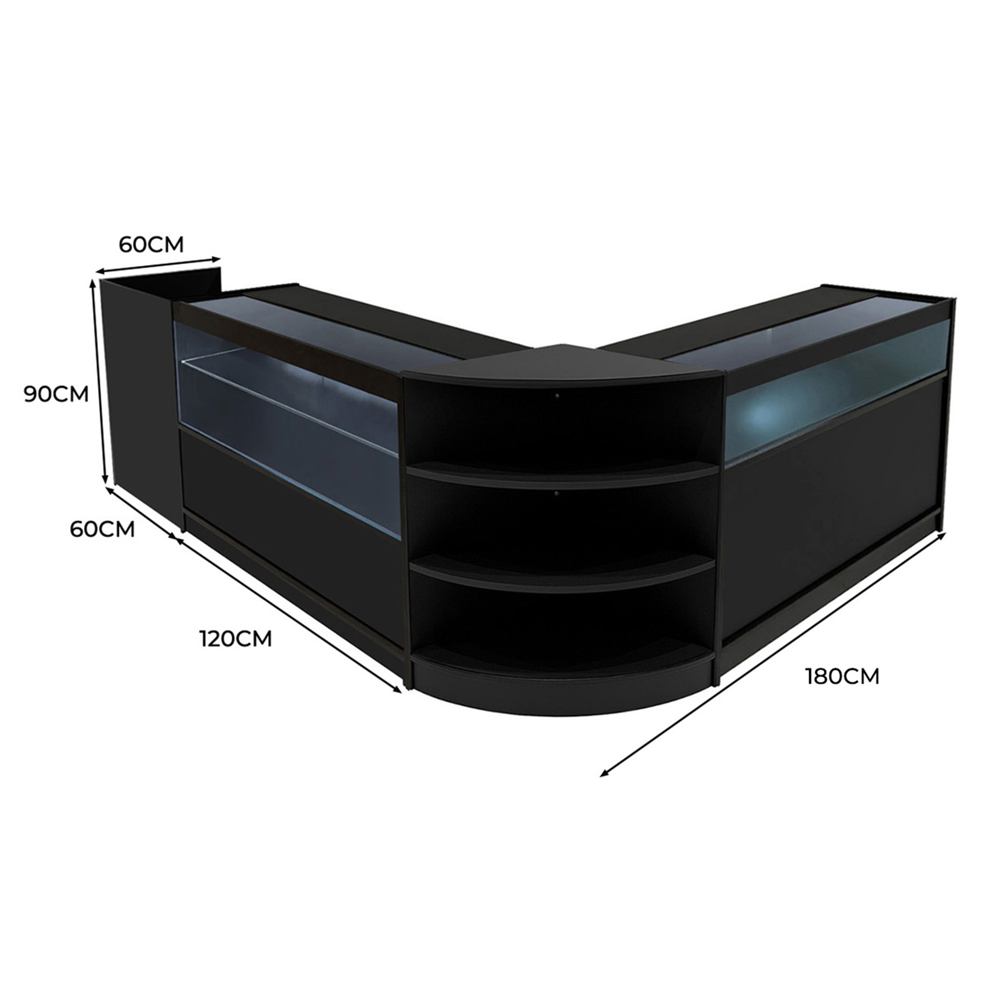 Q-Rax Europa B1200 C1200 TB60 LM60 Bancone Negozio LED Nero