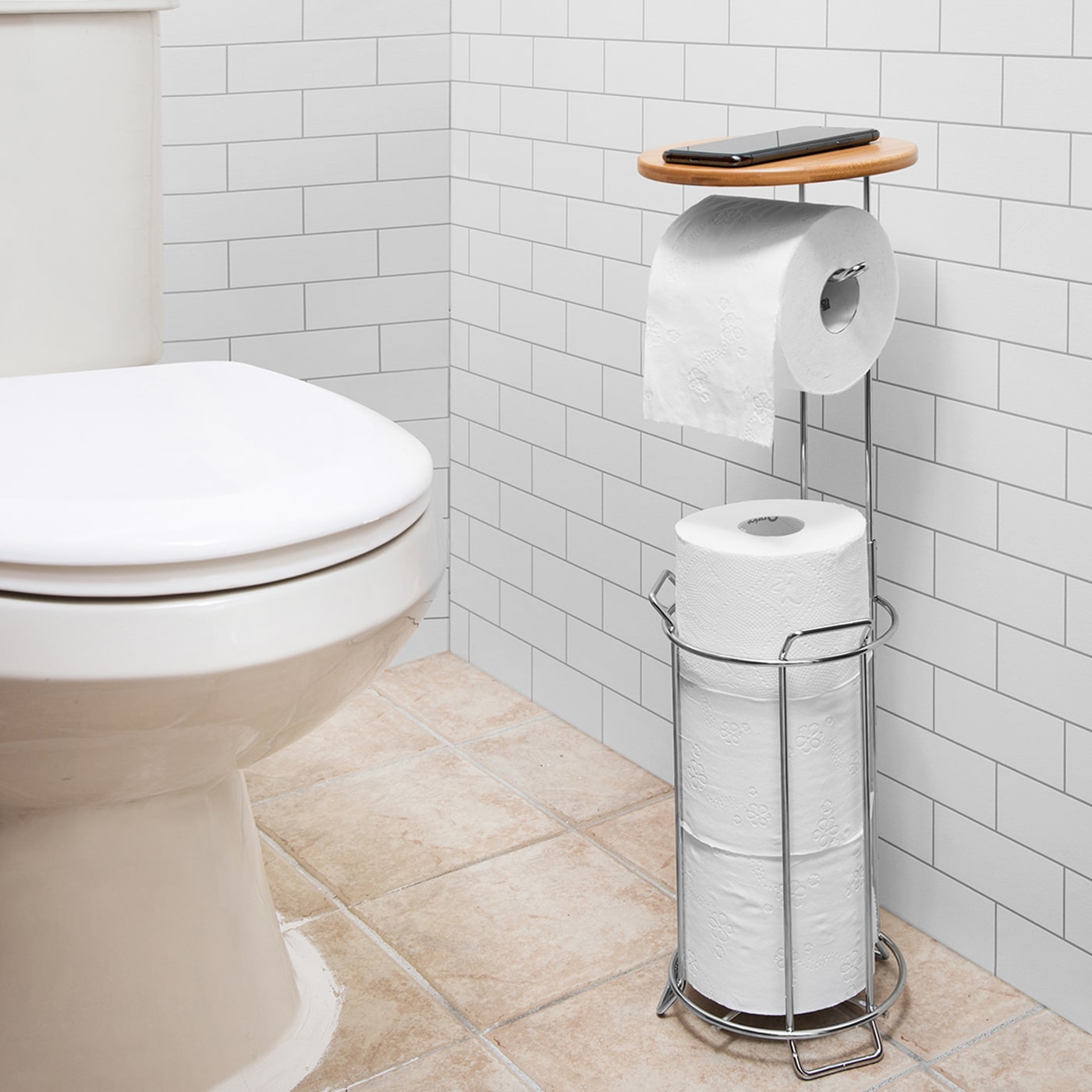 Jackcube Design Bathroom piantana carta igienica bambù