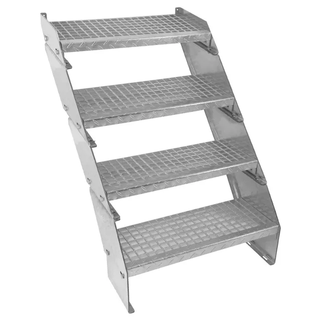 Q-Rax Scala Zincata Regolabile 4 Gradini Acciaio Larghezza 600 mm