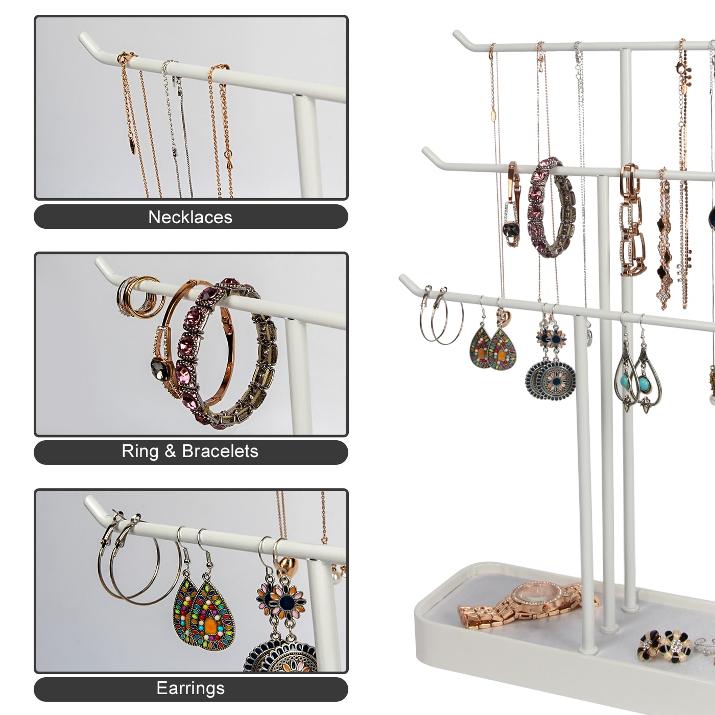 Jackcube Design Makeup Jewelry Stand 3 Livelli Bianco Vassoio