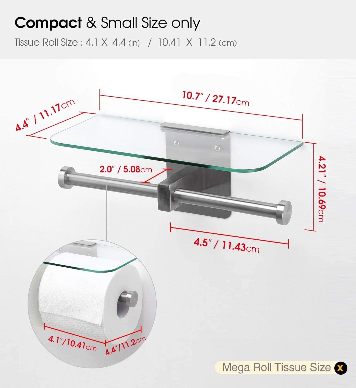 Jackcube Design Bathroom Doppio Portacarta con Mensola Vetro