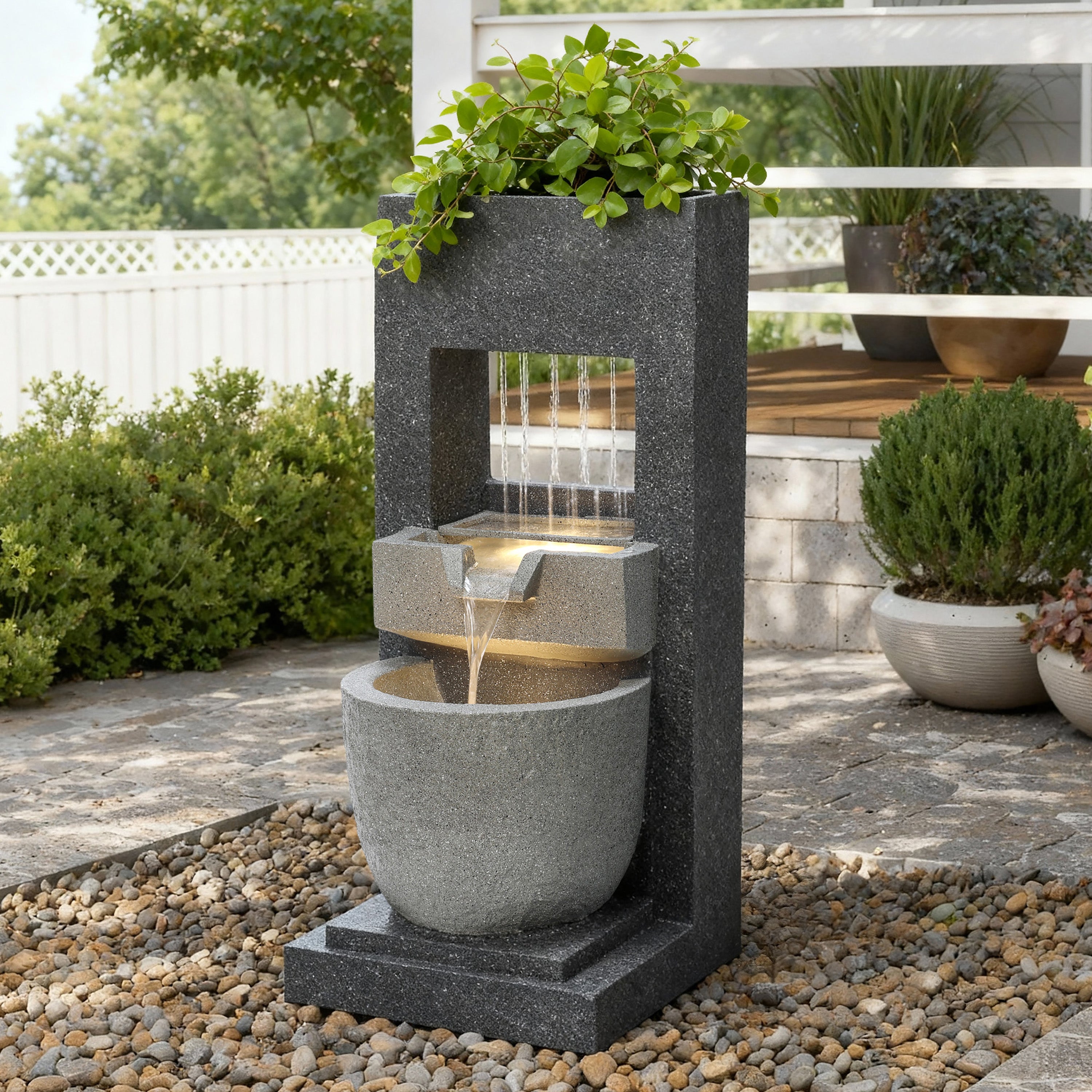 Q-Rax Cascade Springs fontana da giardino LED effetto pietra
